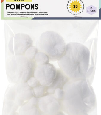 Witte pomponnen, 30 stuks