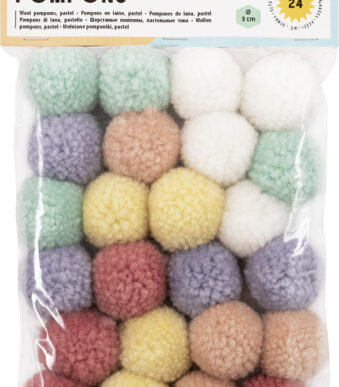 Viltwolpompons pastel gemixt 24 stuks
