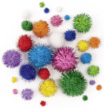 Prachtige regenboog pompons, gemengde maten