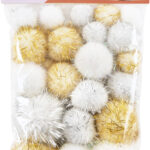 Kerstglitterpompons, assortiment maten.