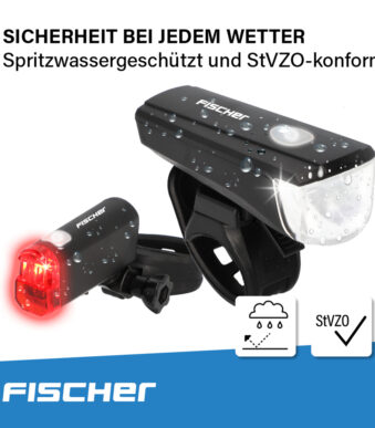 FISCHER verlichtingsset voor de fiets op batterijen, 20 Lux