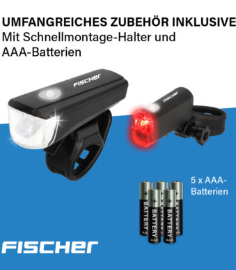 FISCHER verlichtingsset voor de fiets op batterijen, 20 Lux