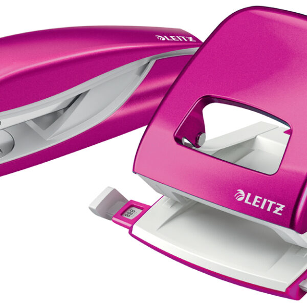 LEITZ nietmachine en perforator set Nexxt WOW, roze-metallic