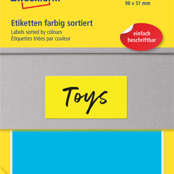 AVERY Zweckform universele etiketten, 98 x 51 mm, gekleurd, 30 vel, handschrift, permanent