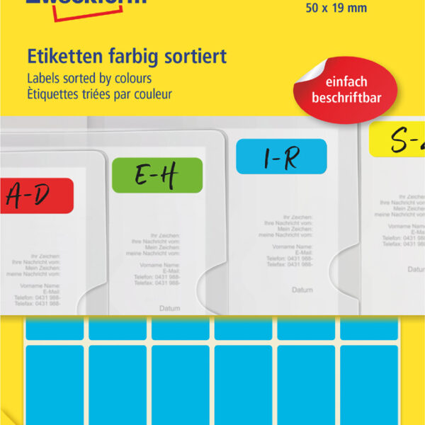 AVERY Zweckform universele etiketten, 50 x 19 mm, gekleurd, 30 vel, permanent