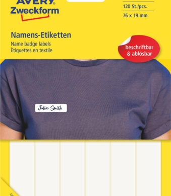 AVERY Zweckform naametiketten, 76 x 19 mm, verwijderbaar, wit, 10 vel, handschrift