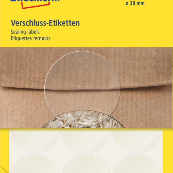 AVERY Zweckform sluitetiketten, 38 mm, transparant, 25 vel, permanent