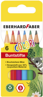 EBERHARD FABER zeshoekige kleurpotloden COLORI, kort, 6 stuks in etui