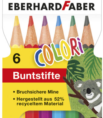 EBERHARD FABER zeshoekige kleurpotloden COLORI, kort, 6 stuks in etui