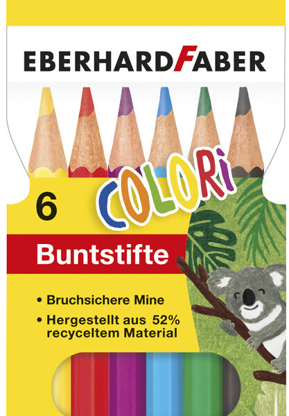 EBERHARD FABER zeshoekige kleurpotloden COLORI, kort, 6 stuks in etui