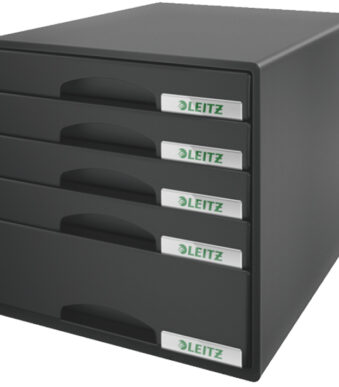 LEITZ schuifladenbox Plus, 5 lades, zwart