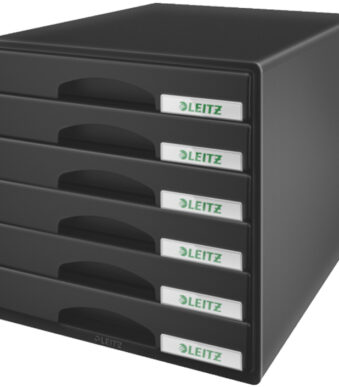LEITZ schuifladenbox Plus, 6 lades, zwart