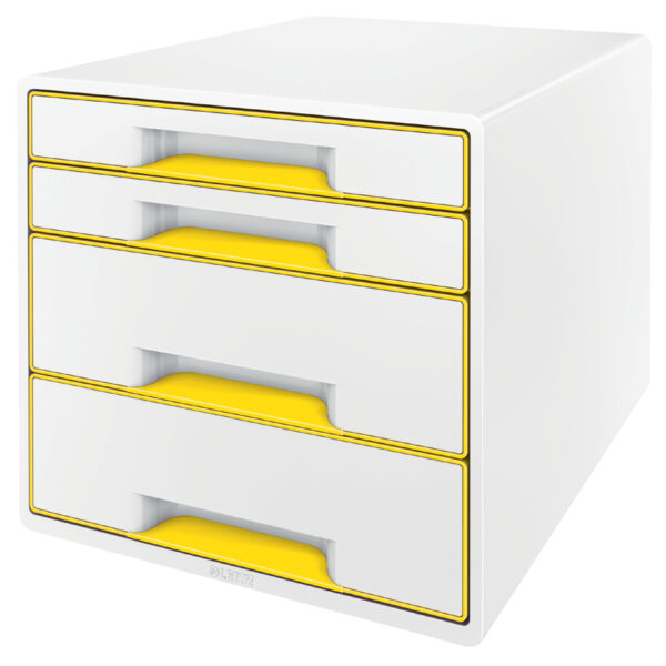 LEITZ schuifladenbox WOW CUBE, 4 lades, parelwit/geel
