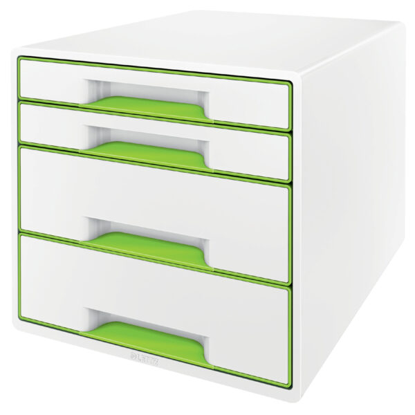 LEITZ schuifladenbox WOW CUBE, 4 lades, parelwit/groen
