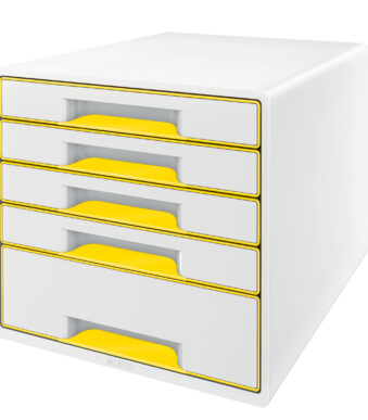 LEITZ schuifladenbox WOW CUBE, 5 lades, parelwit/geel