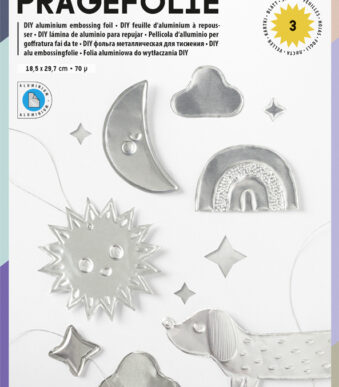 Creatieve folieportefeuille, 185 x 290 mm, 3 vellen, zilver