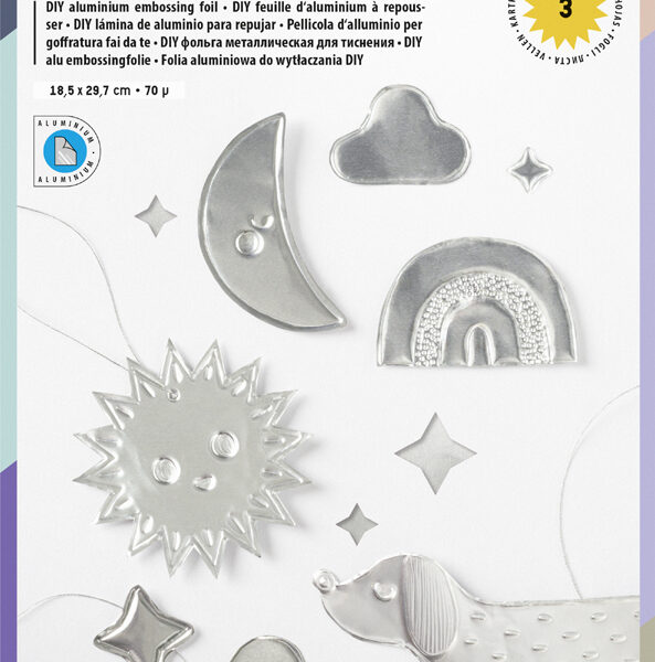 Creatieve folieportefeuille, 185 x 290 mm, 3 vellen, zilver