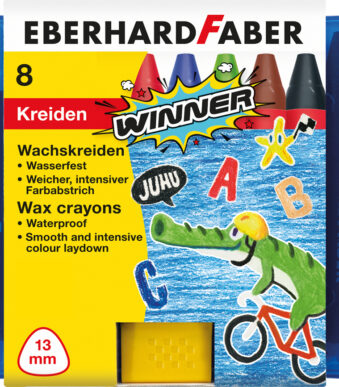 EBERHARD FABER driehoekig waskrijt WINNER, 8 stuks in etui
