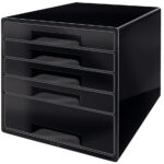 LEITZ schuifladenbox WOW CUBE, 5 lades, zwart/donkergrijs