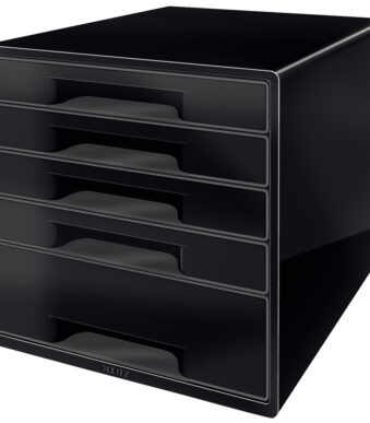 LEITZ schuifladenbox WOW CUBE, 5 lades, zwart/donkergrijs