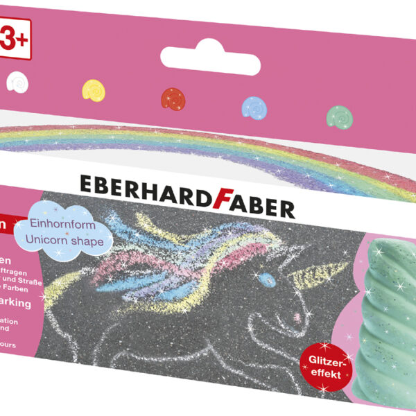 EBERHARD FABER stoepkrijt in eenhoornvorm, 6 stuks in doosje