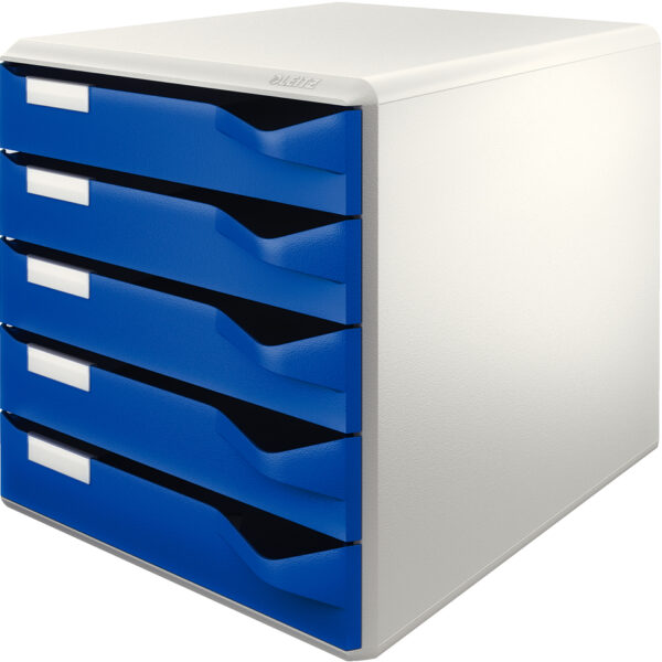 LEITZ schuifladenbox Post-set, 5 lades, lichtgrijs/blauw