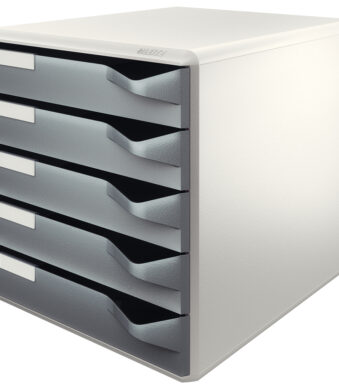 LEITZ schuifladenbox Post-set, 5 lades, lichtgrijs/donkergrijs