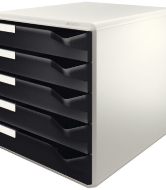 LEITZ schuifladenbox Post-set, 5 lades, lichtgrijs/zwart