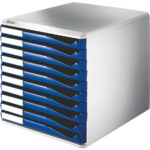 LEITZ schuifladenbox Formulier-set, 10 lades, lichtgrijs/blauw