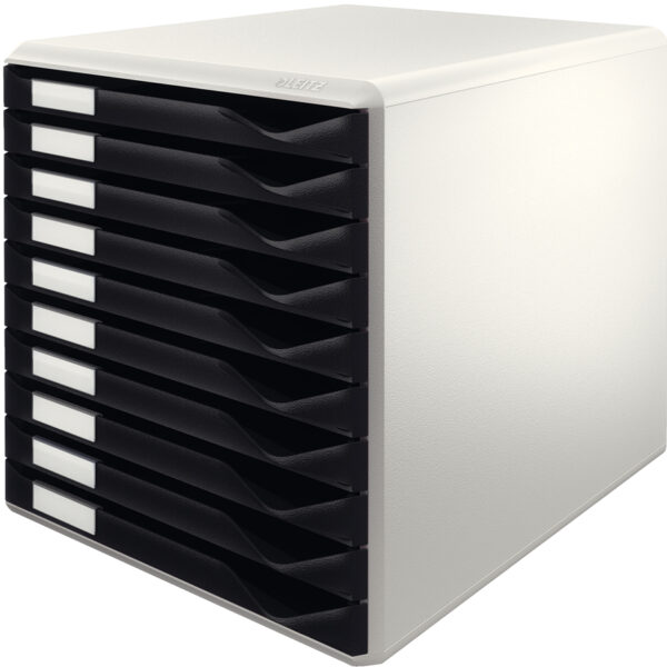 LEITZ schuifladenbox Formulier-set, 10 lades, lichtgrijs/zwart