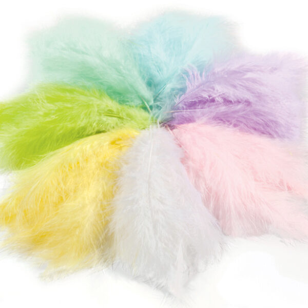 Pluizige veren, 100 g, pastelkleuren