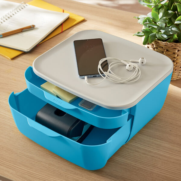 LEITZ schuifladenbox Cosy, 2 lades, blauw/lichtgrijs