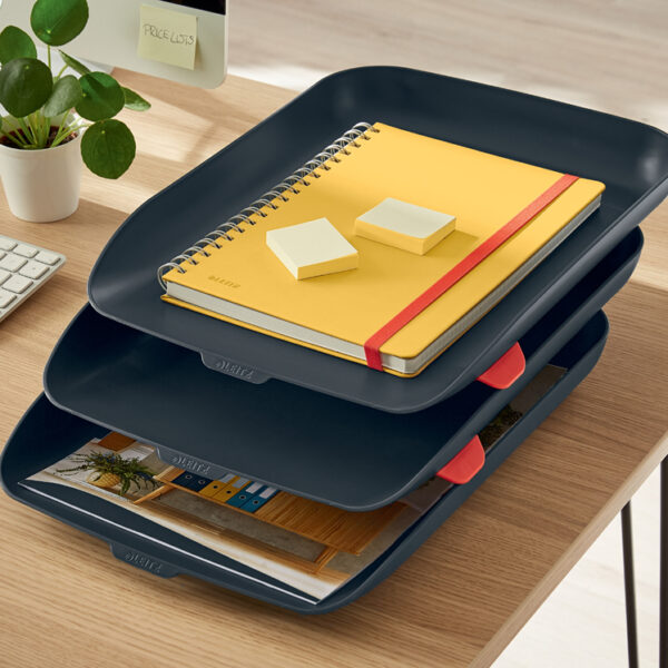 LEITZ brievenbakjes-set Cosy, DIN A4, polystyrol, grijs, 3 stuks