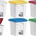 Pedaalemmer 'the step', 30 liter, wit/rood