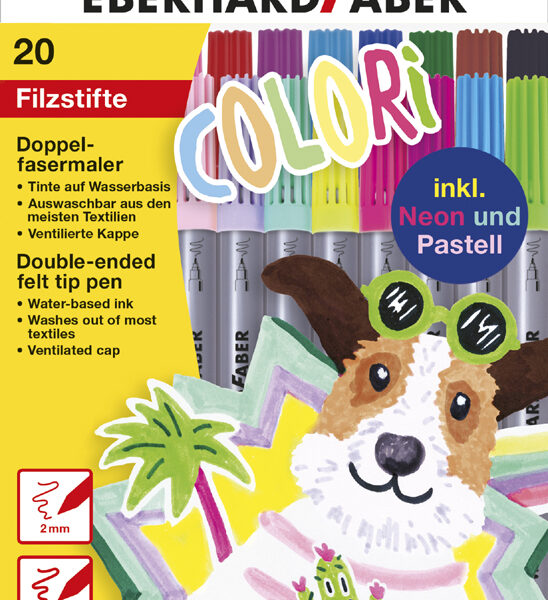 EBERHARD FABER dubbele viltstiften COLORI, 20 stuks in doosje