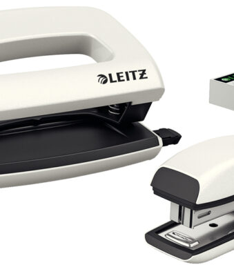 LEITZ nietmachine- en perforator set Mini Nexxt WOW, parelwit