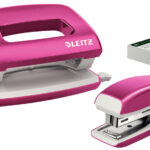 LEITZ nietmachine- en perforator set Mini Nexxt WOW, roze