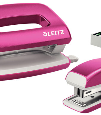 LEITZ nietmachine- en perforator set Mini Nexxt WOW, roze