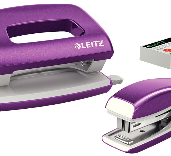 LEITZ nietmachine- en perforator set Mini Nexxt WOW, violet