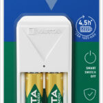 VARTA batterij-oplader Mini Charger, wit, gevuld met 2x AA