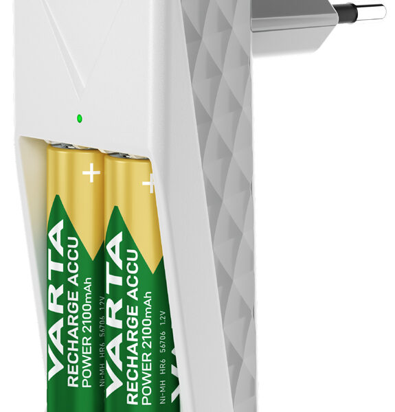 VARTA batterij-oplader Mini Charger, wit, gevuld met 2x AA