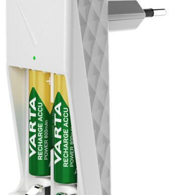 VARTA batterij-oplader Mini Charger, wit, gevuld met 2x AAA