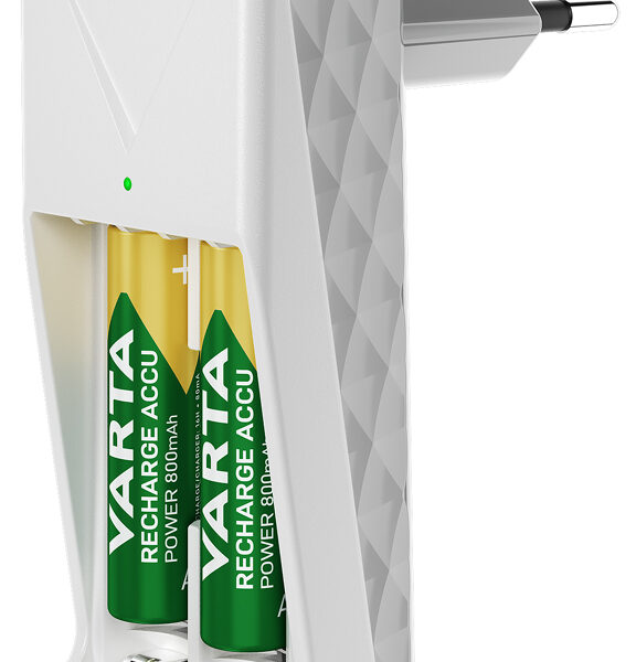 VARTA batterij-oplader Mini Charger, wit, gevuld met 2x AAA