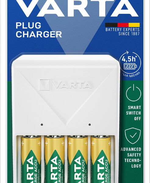 VARTA oplader Plug Charger, wit, gevuld AA