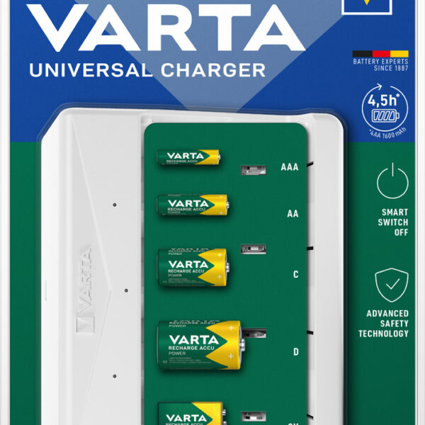 VARTA batterij-oplader Universal Charger, wit, zonder inhoud