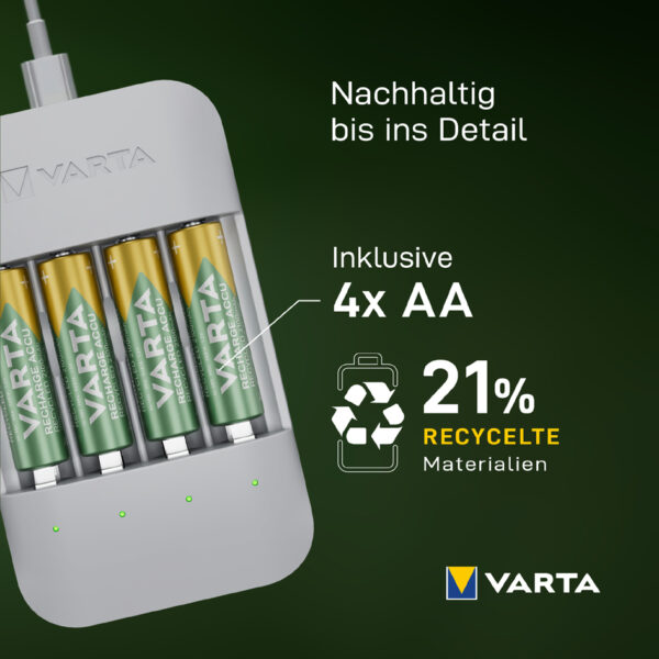 VARTA oplader Eco Charger Pro Recycled, incl. 4x Mignon AA