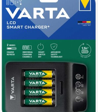 VARTA oplader LCD Smart Charger+, incl. 4x Mignon AA oplaadbare batterijen