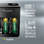 VARTA batterijenlader LCD Plug Charger+, incl. 4 x AA batterij