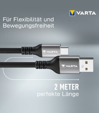 VARTA laadkabel Speed Charge en Sync cable USB-A - USB-C, 2 m
