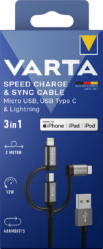 VARTA laadkabel Speed Charge en Sync cable 3in1, 2 m